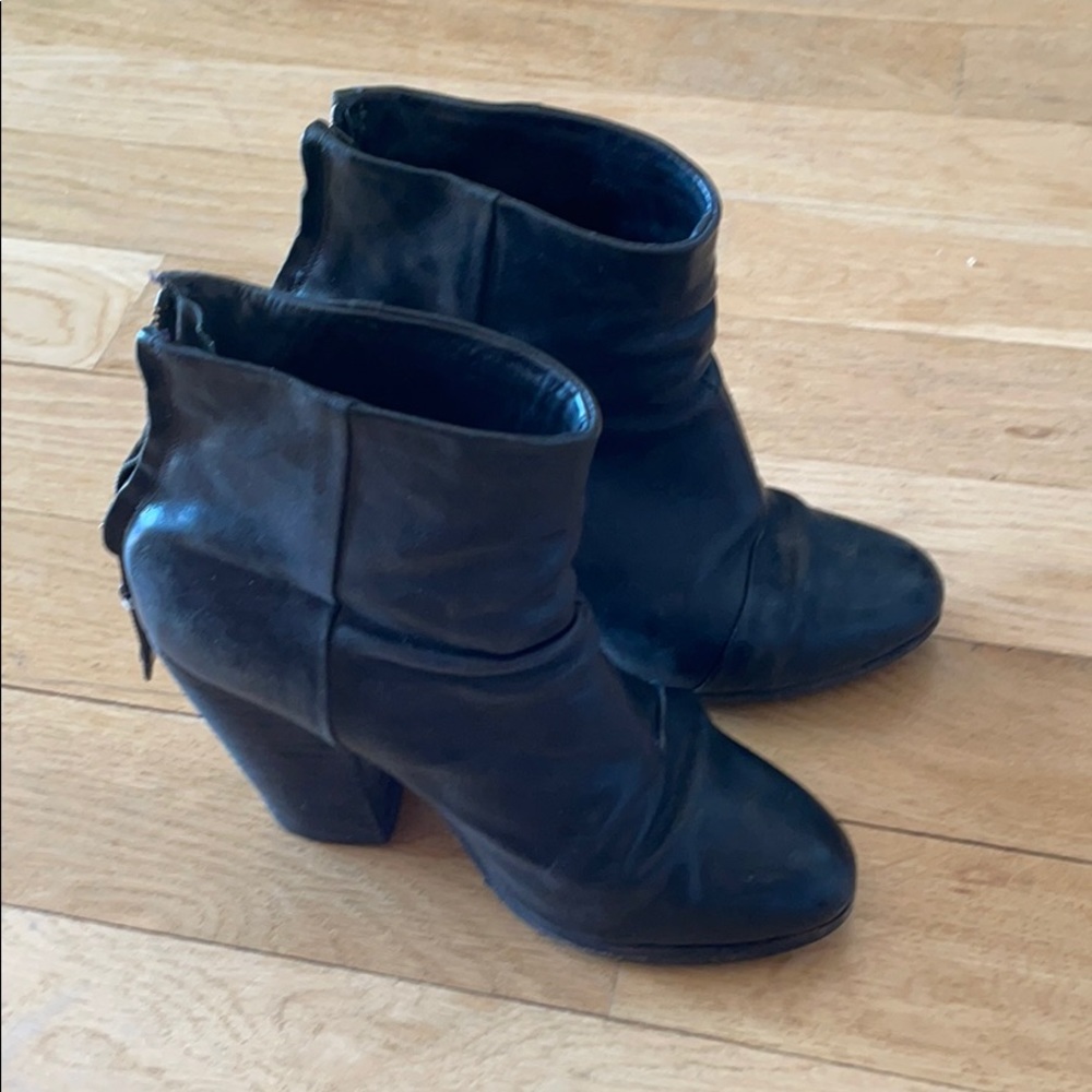 Rag & Bone | Classic Newbury Black Leather short Ankle Heeled Booties Boots 36/6 - Picture 2 of 13